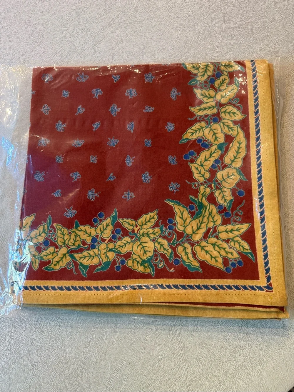 Williams Sonoma Vintage Provence Cotton Napkins Rust Blue Floral Set of 4 , NWT